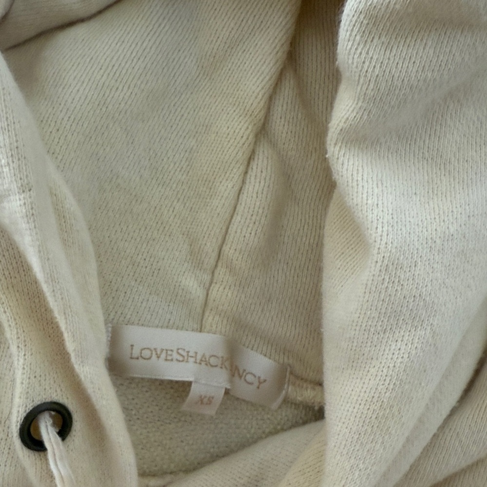 Loveshackfancy Pale Yellow Knit Drawstring Hoodie - image 1